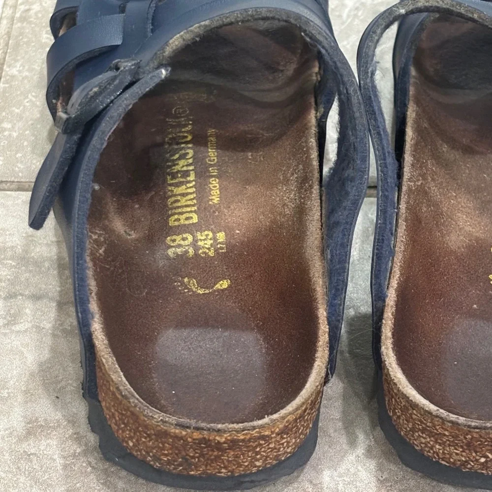 Birkenstock Salina Navy Blue Birko-Flor Strappy Sandals Womens 38 L7 M5